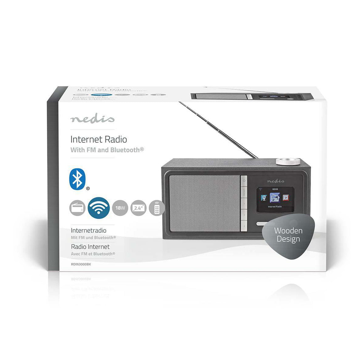 Radio cu internet FM Bluetooth telecomanda 18W negru Nedis