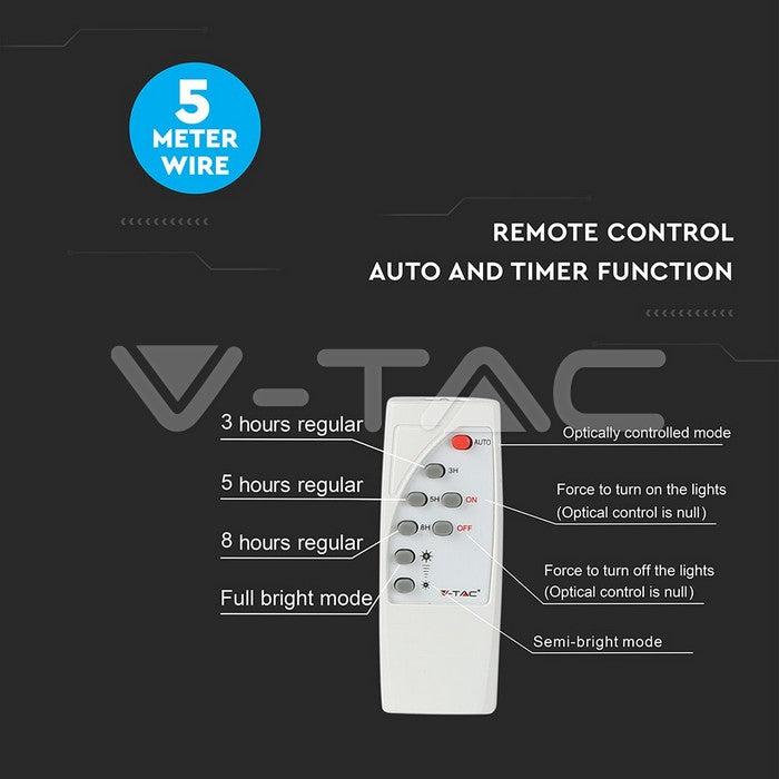 Reflector LED 12W 6000K 550lm cu incarcare solara V-TAC