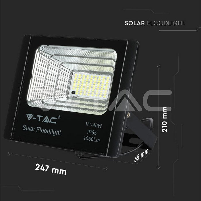 Reflector LED 16W 6000K 1050lm cu incarcare solara V-TAC