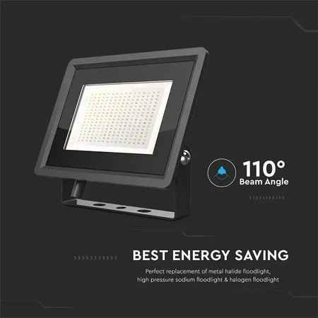Reflector LED SMD 200W 17600lm 6400K alb rece IP65 negru V-tac SKU-6734