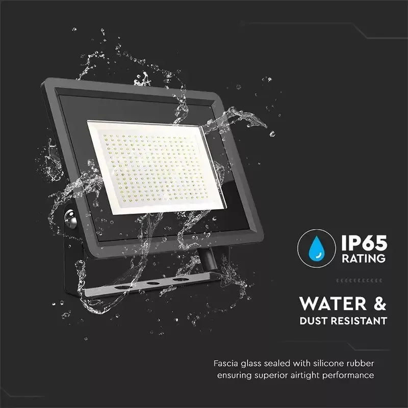Reflector LED SMD 200W 17600lm 6400K alb rece IP65 negru V-tac SKU-6734