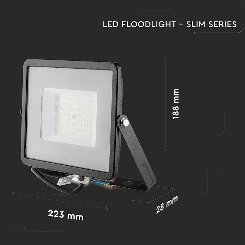 Reflector LED SMD Slim 50W 5750lm 6500K IP65 negru CIP SAMSUNG V-Tac SKU-21761