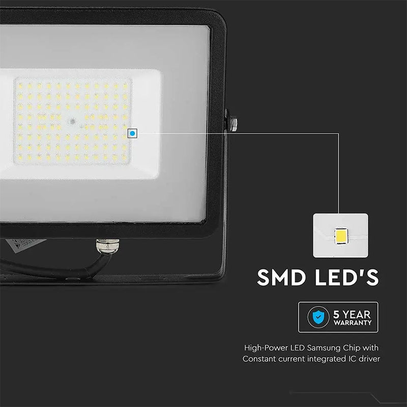 Reflector LED SMD Slim 50W 5750lm 6500K IP65 negru CIP SAMSUNG V-Tac SKU-21761