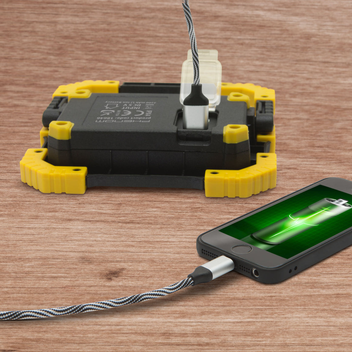 Reflector multifunctional COB LED reincarcabil USB acumulator incorporat 2x2200mAh 16W 1000lm IPX4 Phenom