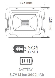 Reflector portabil 10W IP44 4000K 700lm cu functie S.O.S + USB cip SAMSUNG V-TAC