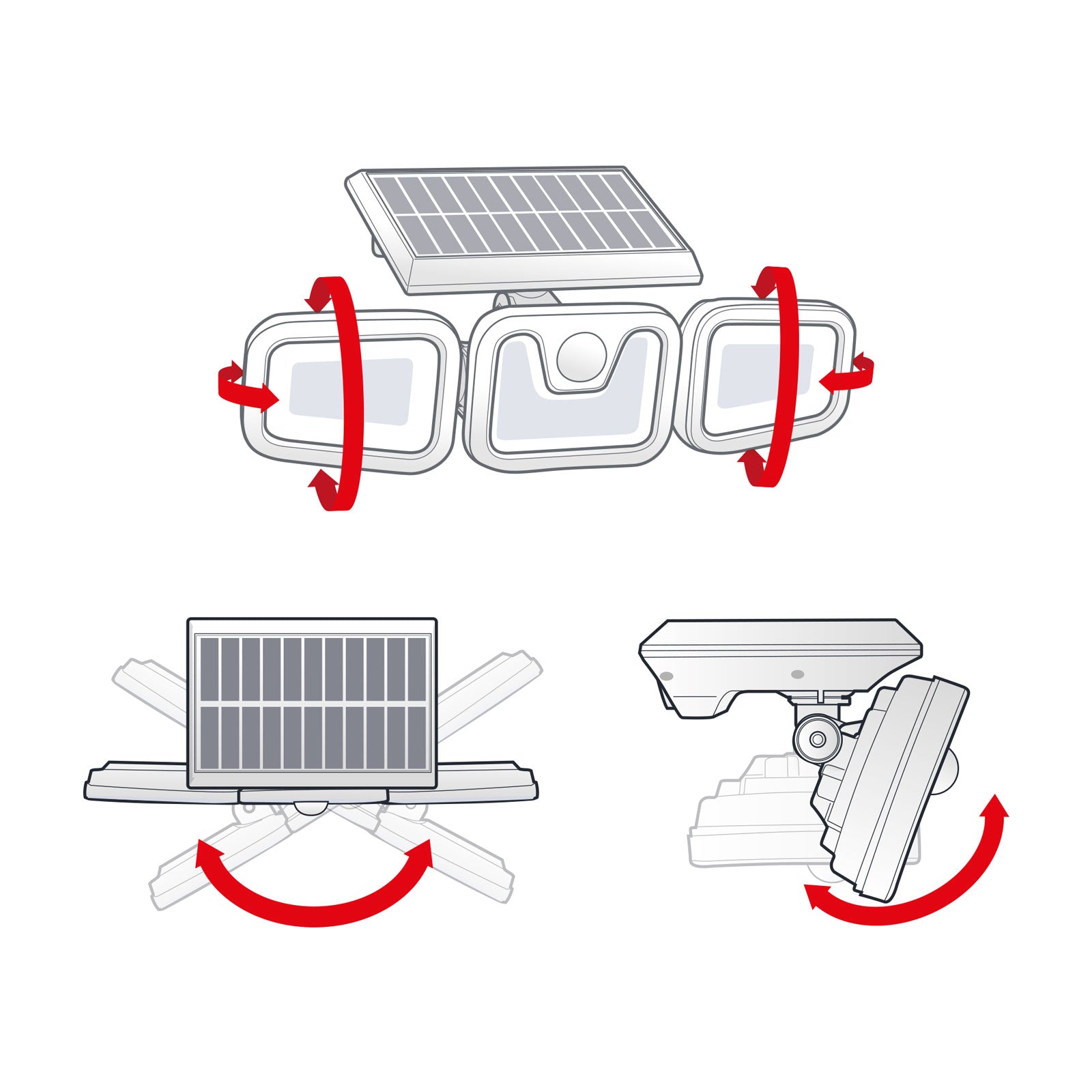 Reflector solar 10W 600lm IP65 rotativ cu senzor de miscare 3 LED-uri COB