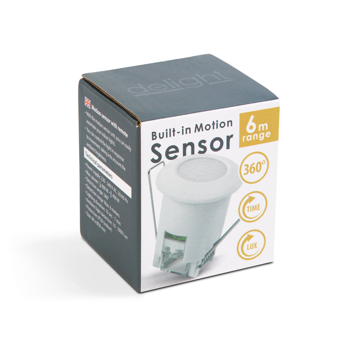 Senzor de miscare incorporat 360 6m 800W IP20 alb Delight 18695A