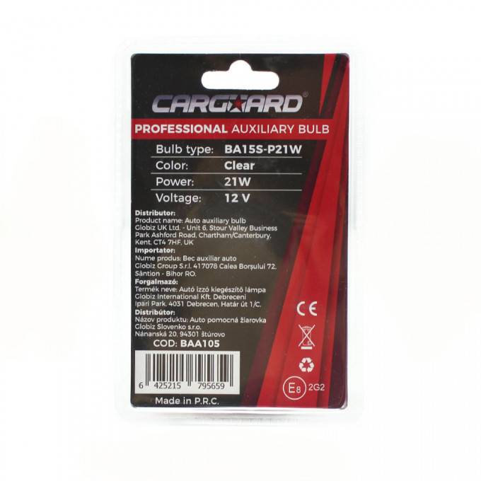 Set 2 becuri P21W incandescent CARGUARD