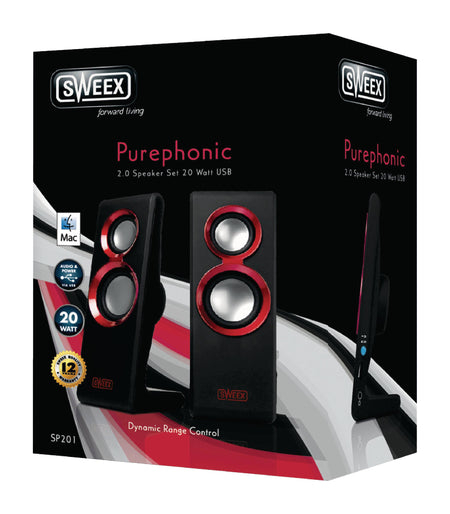 Set 2 difuzoare Purephonic USB 2.0 20W rosu SWEEX