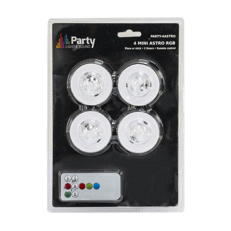 Set 4 Mini ASTRO RGB cu stroboscop si telecomanda