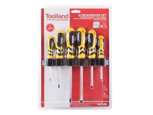 Set 6 surubelnite cu maner ergonomic galben Toolland