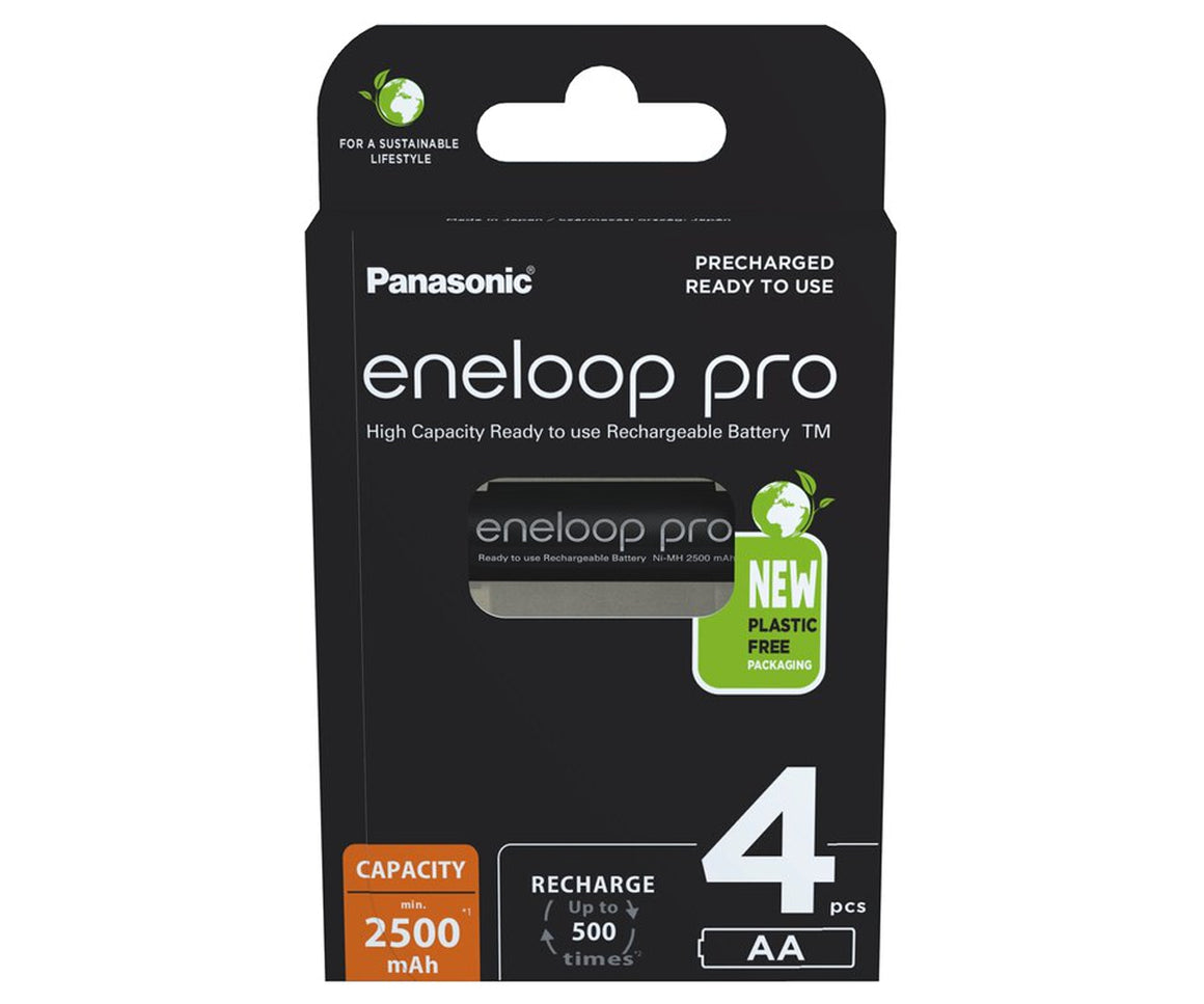 Set acumulatori AA NIMH 2500mAh R6 Eneloop Panasonic 4buc Plastic Free