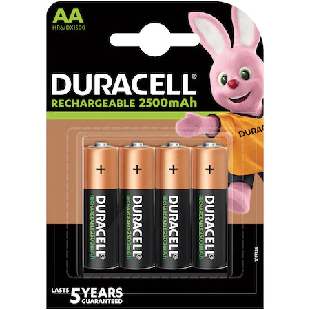 Set acumulatori Ni-Mh mignon AA R6 1.2V 2500mAh Duracell HR6/DX1500