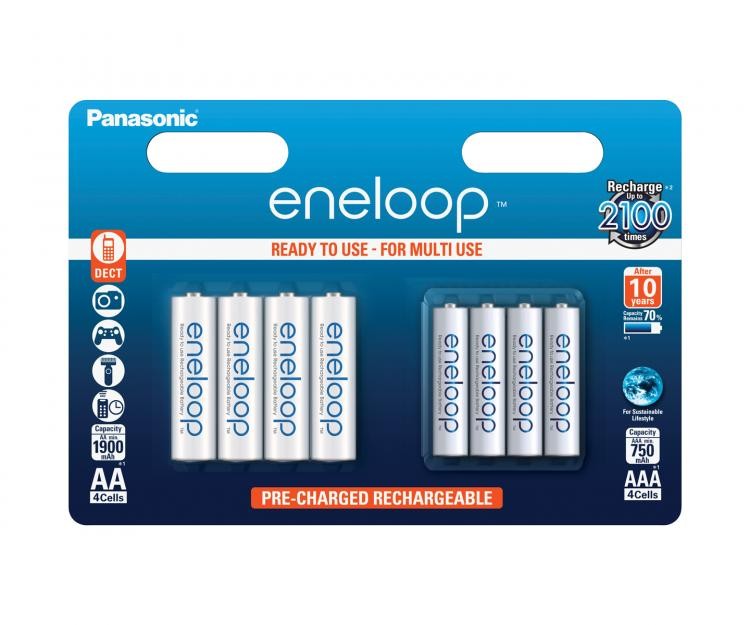 Set acumulatori Panasonic Eneloop Ni-MH AA(R6) 1900mA +AAA (R3) 750mA B4+4 BKKJMCCE44E