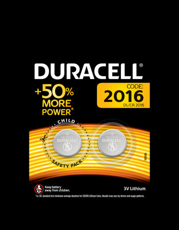 Set Baterii DURACELL CR2016 3V LITIU 20x1.6mm 2buc