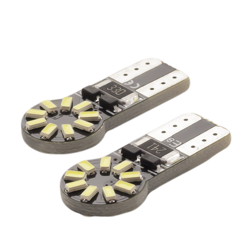 Set Becuri LED auto T10 W5W 12V 3W alb-rece Canbus set 2buc pentru interior / portbagaj CarGuard CAN126