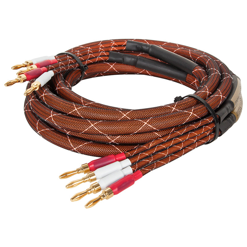 Set cabluri difuzor cu mufe banana 4mm x2 conductor cupru 15AWG 1.6mm2 5m Kruger&Matz KM0335-5M