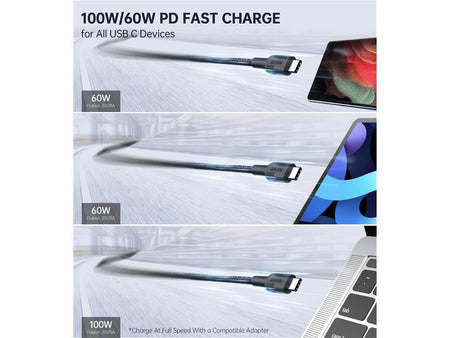 Set cabluri USB type C - USB type C 100W 3buc 1.2m +2x 2m negru Choetech MIX00108 Choetech