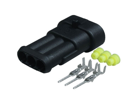 Set conector cablu Superseal 1.5 tata mufa 3 pin 3 pini inclusi + 3 garnituri incluse IP67 TE Connectivity 282105-1-SET-M