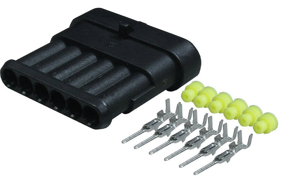 Set conector cablu Superseal 1.5 tata mufa 6 pin 6 pini inclusi + 6 garnituri incluse IP67 TE Connectivity 282108-1-SET-M