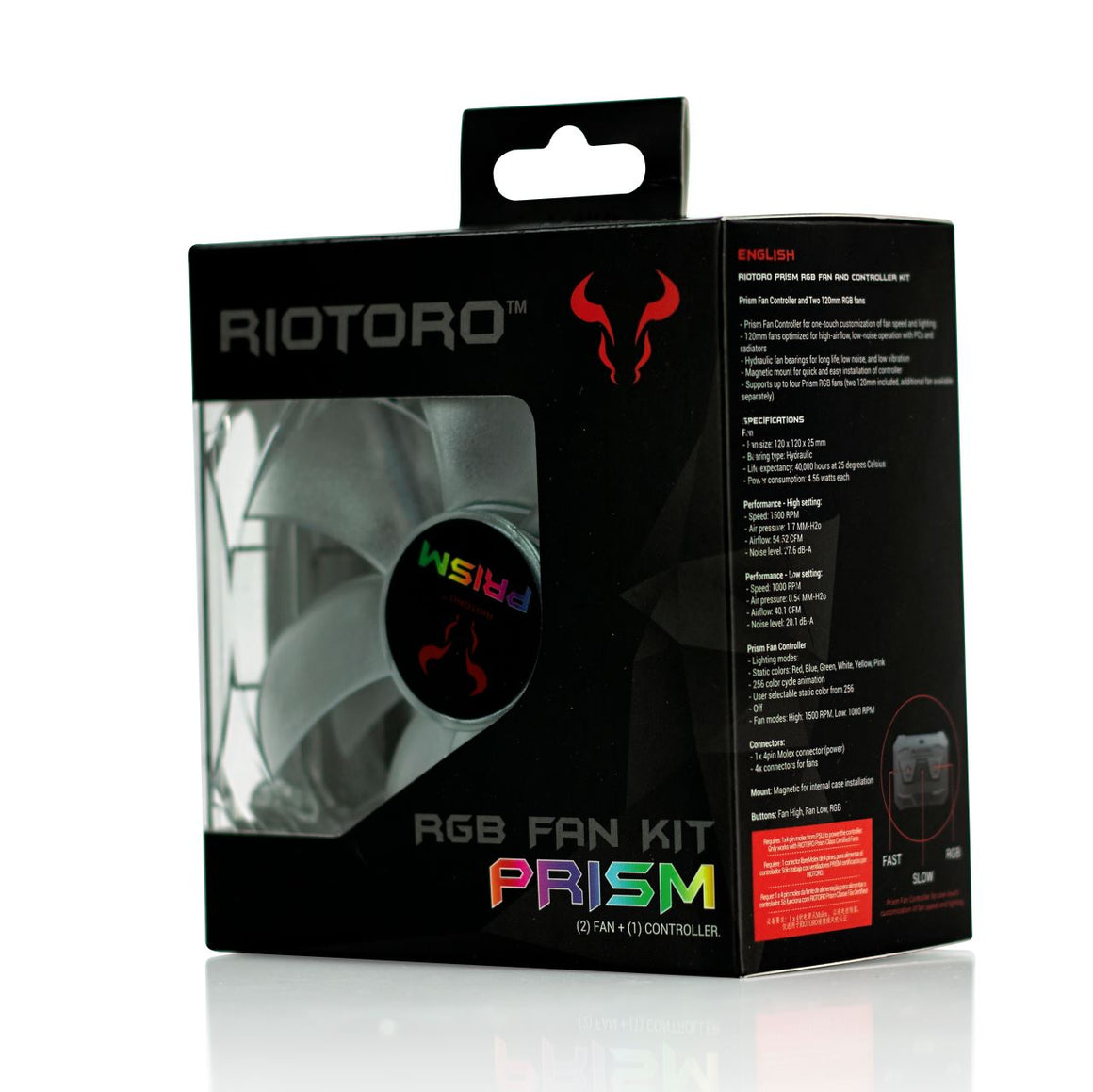 Set controller + 2 ventilatoare Riotoro Prism 120mm iluminare RGB FRGB256-168X