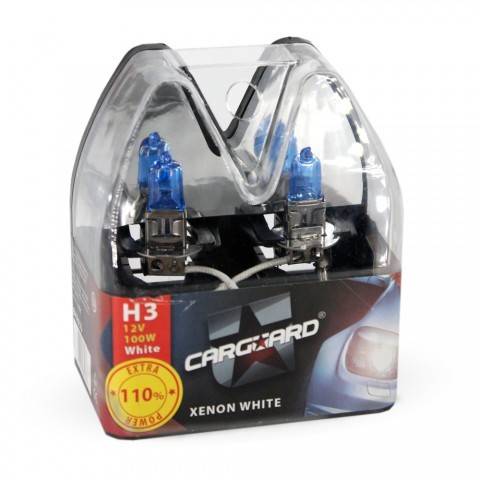 Set de 2 becuri Halogen H3 100W +110% intensitate Alb Xenon 12V Carguard