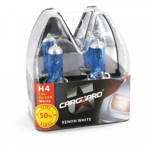 Set de 2 becuri Halogen H4 55W +50% Alb Xenon 12V Carguard