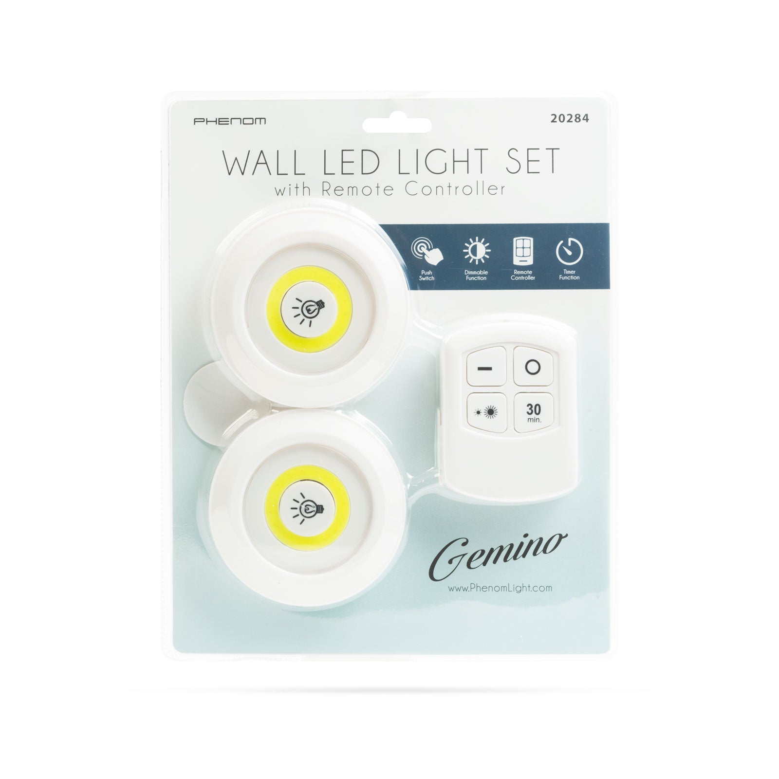 Set de lampi LED COB 3W 200lm 3x AAA IP44 autoadezive de perete cu telecomanda