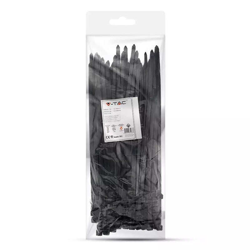 Set fasete prindere 4.5mm 30cm 100buc negru V-TAC SKU-11174