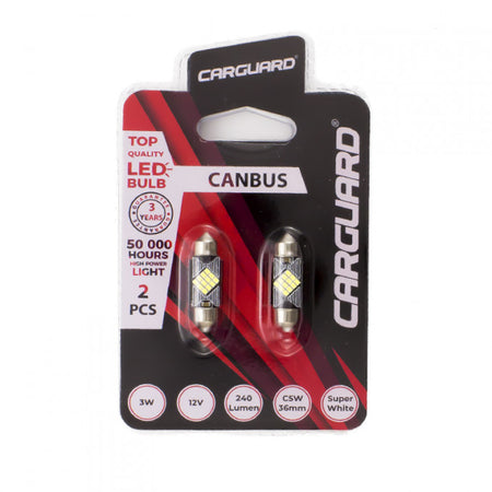 Set LED auto 41mm C5W si C10W pentru interior / portbagaj 12V 3W 240lm alb Canbus 2buc CarGuard