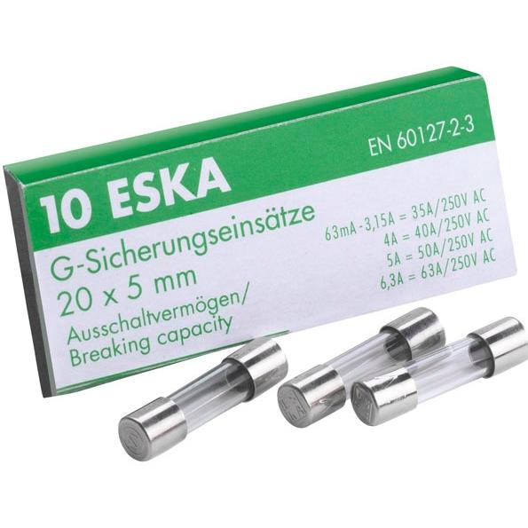 Siguranta lenta cu intarziere 6.3A 250VAC 5x20 mm cilindrica sticla ESKA 522.525