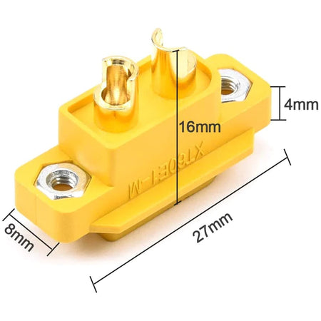 Soclu alimentare DC XT60 tata 2pini lipire montare pe panou 30A 500V galbena AMASS XT60E1-M / XT60E-M