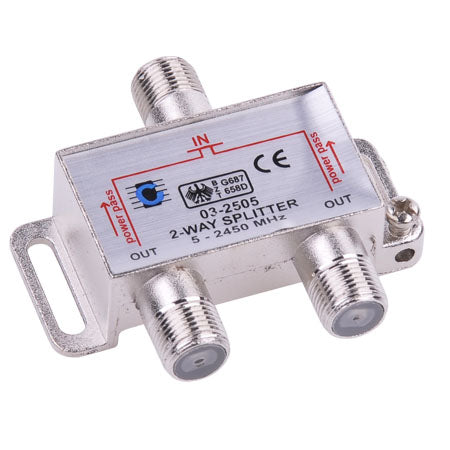 Spliter 2 cai power pass 5-2450Mhz Cabletech ZLA0635