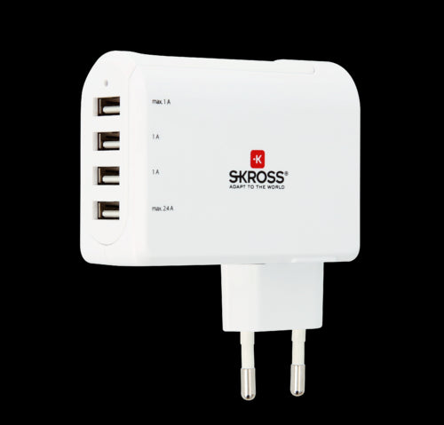 Stecher Skross EU cu 4 porturi USB alb 3x 1A 1x 2.4A