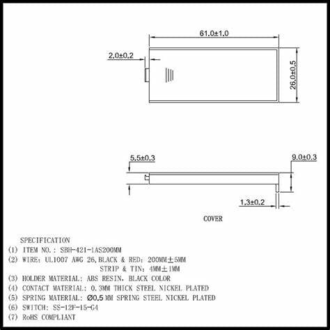 Suport 2x AAA cu cabluri 150mm + cu comutator COMF SBH-421-1AS