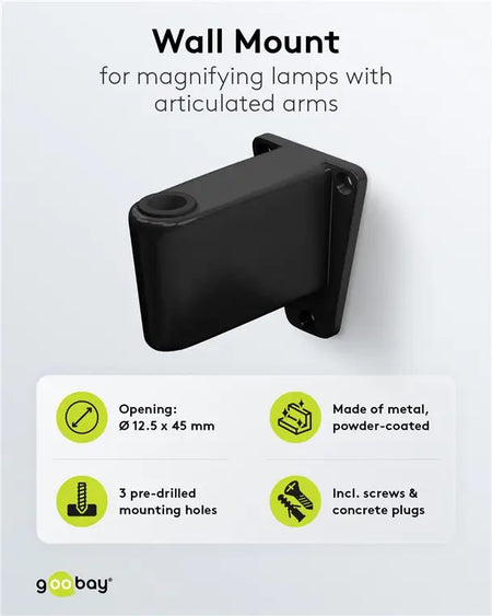 Suport de perete pentru lampa cu lupa negru pentru cod 65575 /64986 /64988 /64989 Goobay 64991