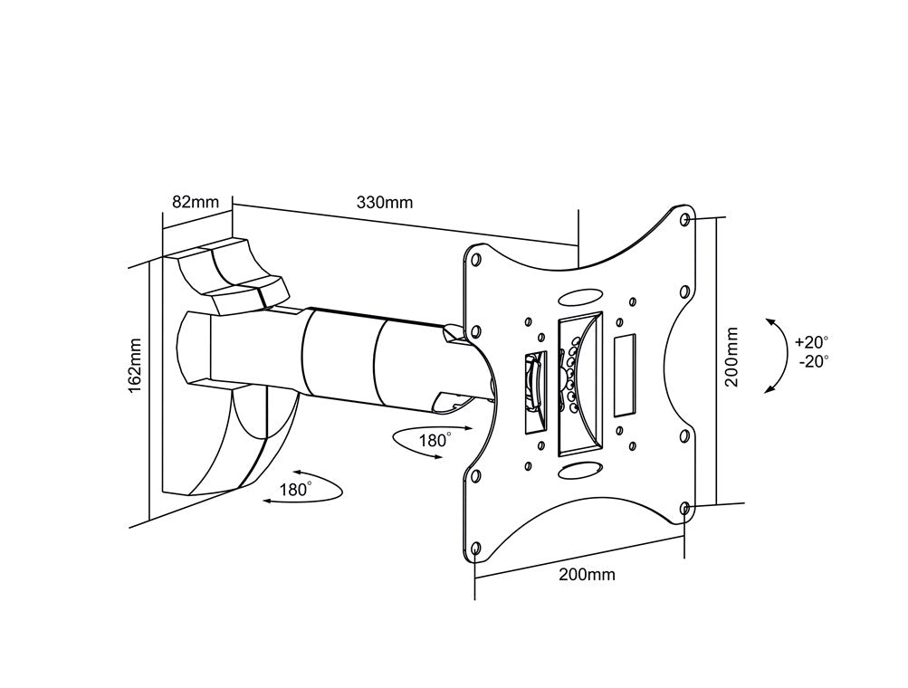 Suport LCD 43-107cm 30KG 1 brat negru GOOBAY