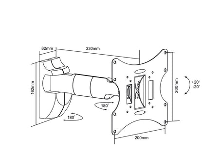 Suport LCD 43-107cm 30KG 1 brat negru GOOBAY