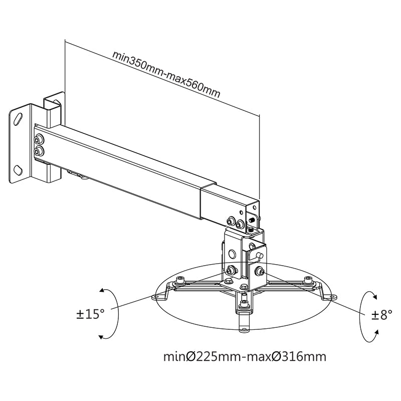 Suport proiector perete/tavan argintiu UCH0101-1 Cabletech