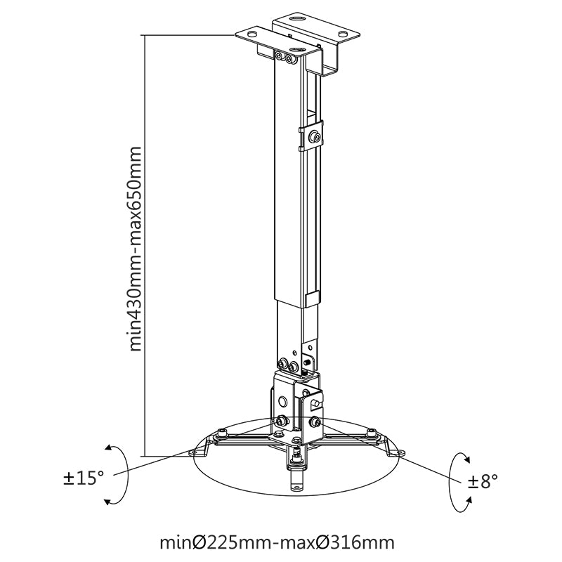 Suport proiector perete/tavan argintiu UCH0101-1 Cabletech