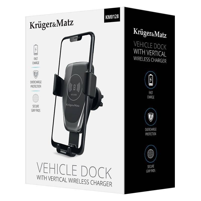 Suport telefon auto cu functie incarcare wireless QI inductiva Kruger&Matz