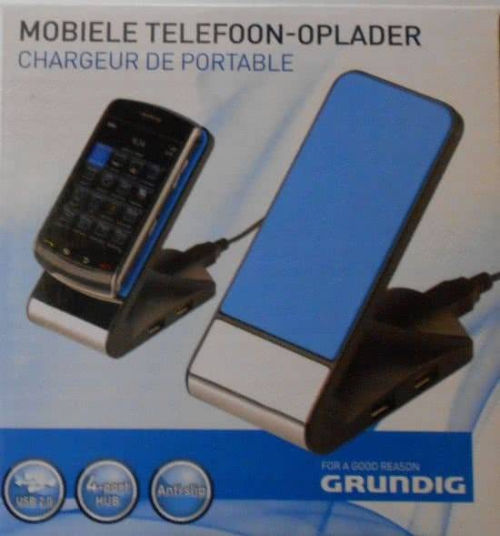 Suport telefon mobil +hub USB Grundig 4 port-uri USB 2.0