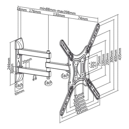 Suport TV de perete 23-55 inch CABLETECH