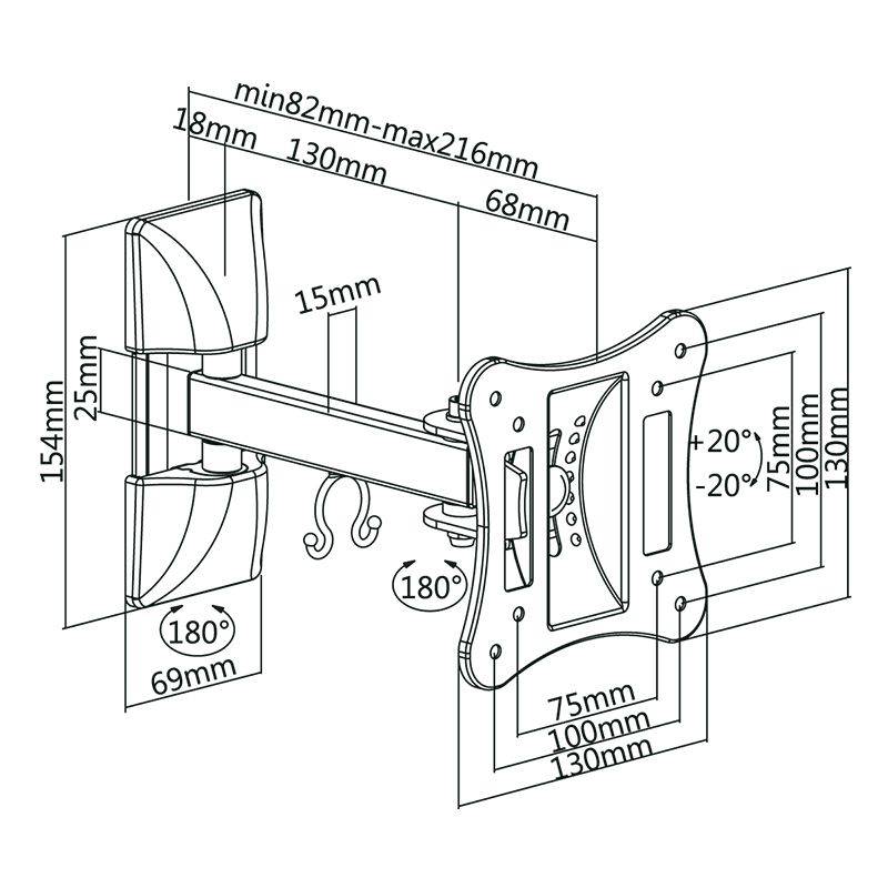 Suport TV de perete cu brat pentru 13-27 inch CABLETECH