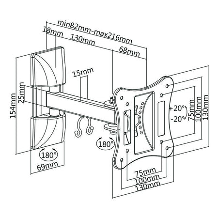 Suport TV de perete cu brat pentru 13-27 inch CABLETECH