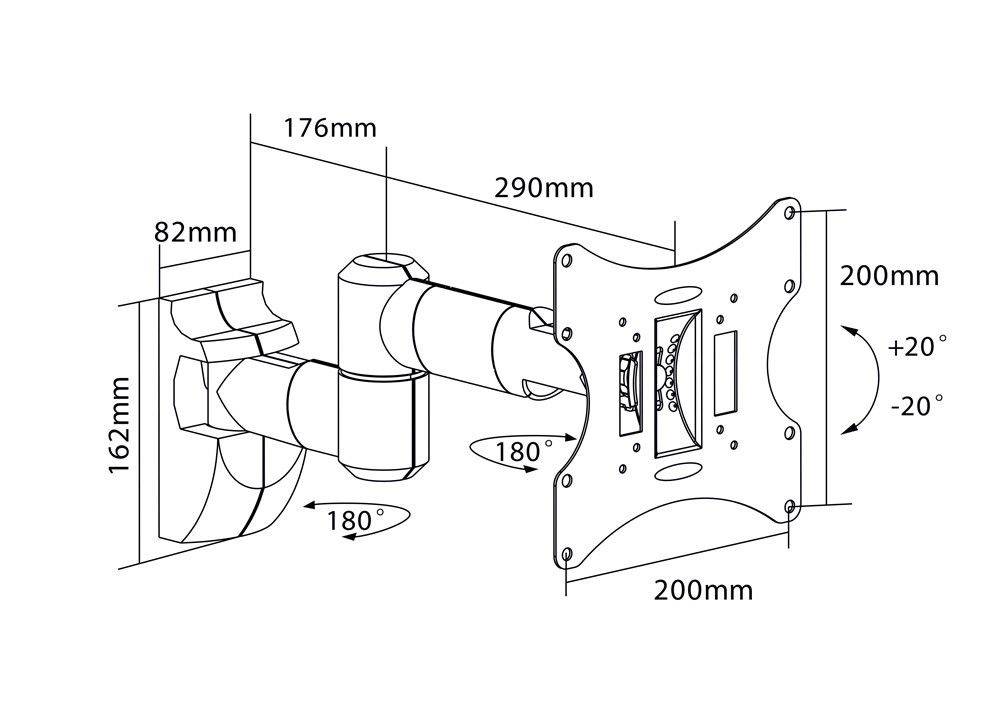 Suport TV EASYSCOPE 43-107cm 30Kg 2 brate GOOBAY