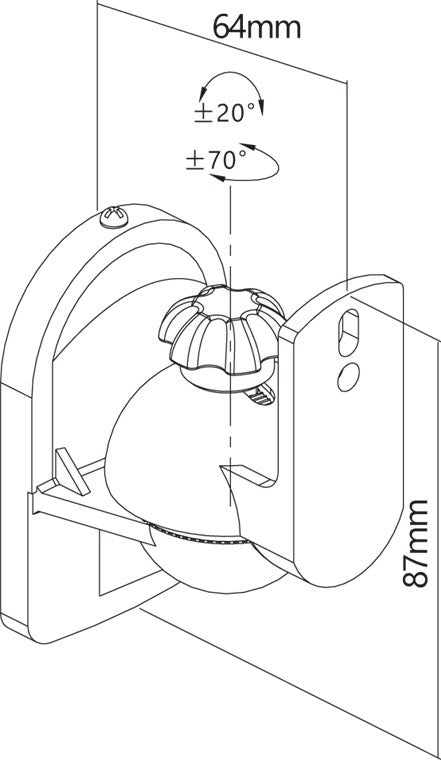 Suporti difuzoare universal 2buc Goobay pe perete regblabil 3.5kg alb