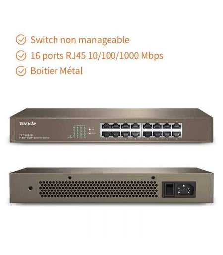 Switch Tenda TEG1016D 16 porturi Gigabit desktop sau montabil in rack