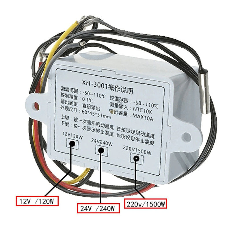 Termostat LCD temperatura XH-W3001 110-230V -50°C - +110°C