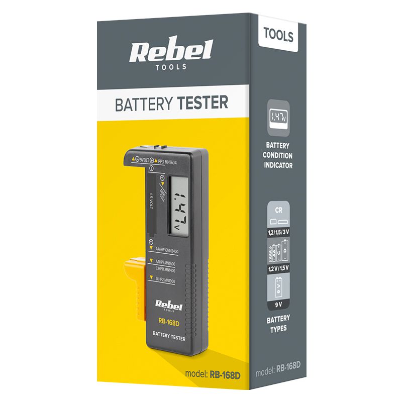 Tester cu afisaj digital pentru baterii 9V Buton AAA AA C D REBEL